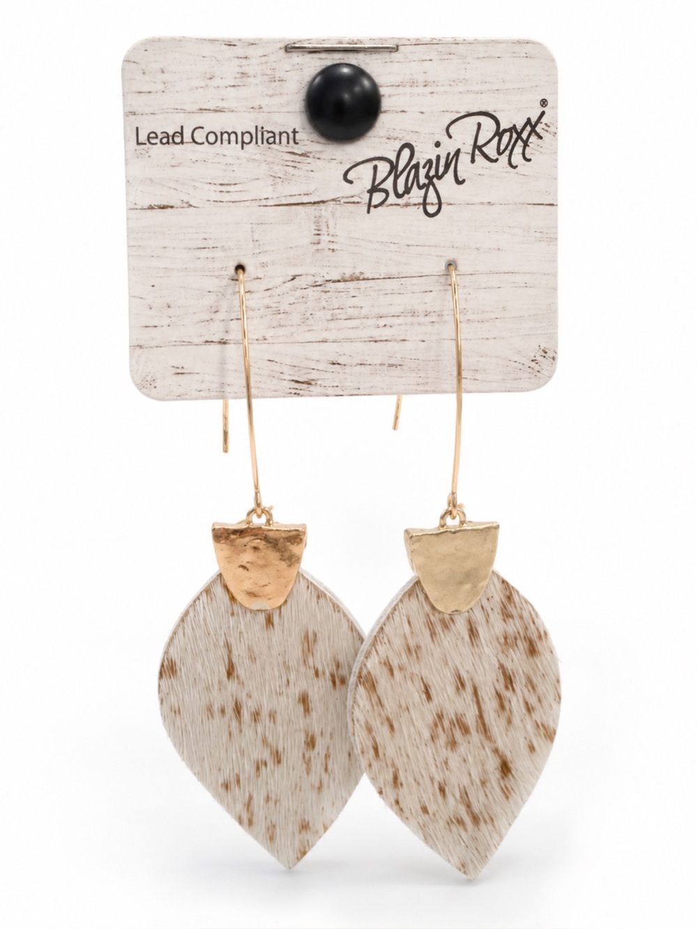 Blazin Roxx Calf Hair Drop Earrings with Gold-tone Hardware